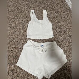 White Old Navy PJ set